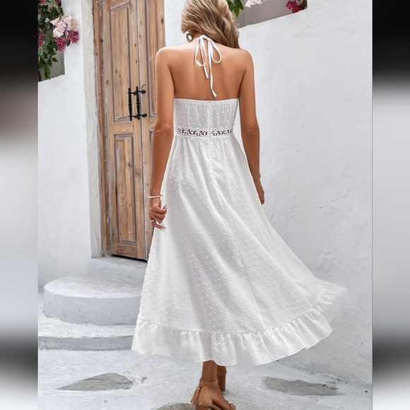 SHEIN Women White High Low Halter Dress Size Large - Picture 2 of 9